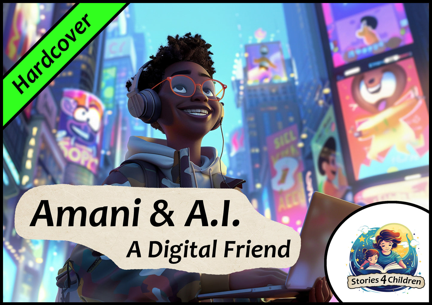 Children's books made with A.I. Bedtime Stories Kids Stories Stories4Children Amani & A.I. A Digital Friend Hardcover