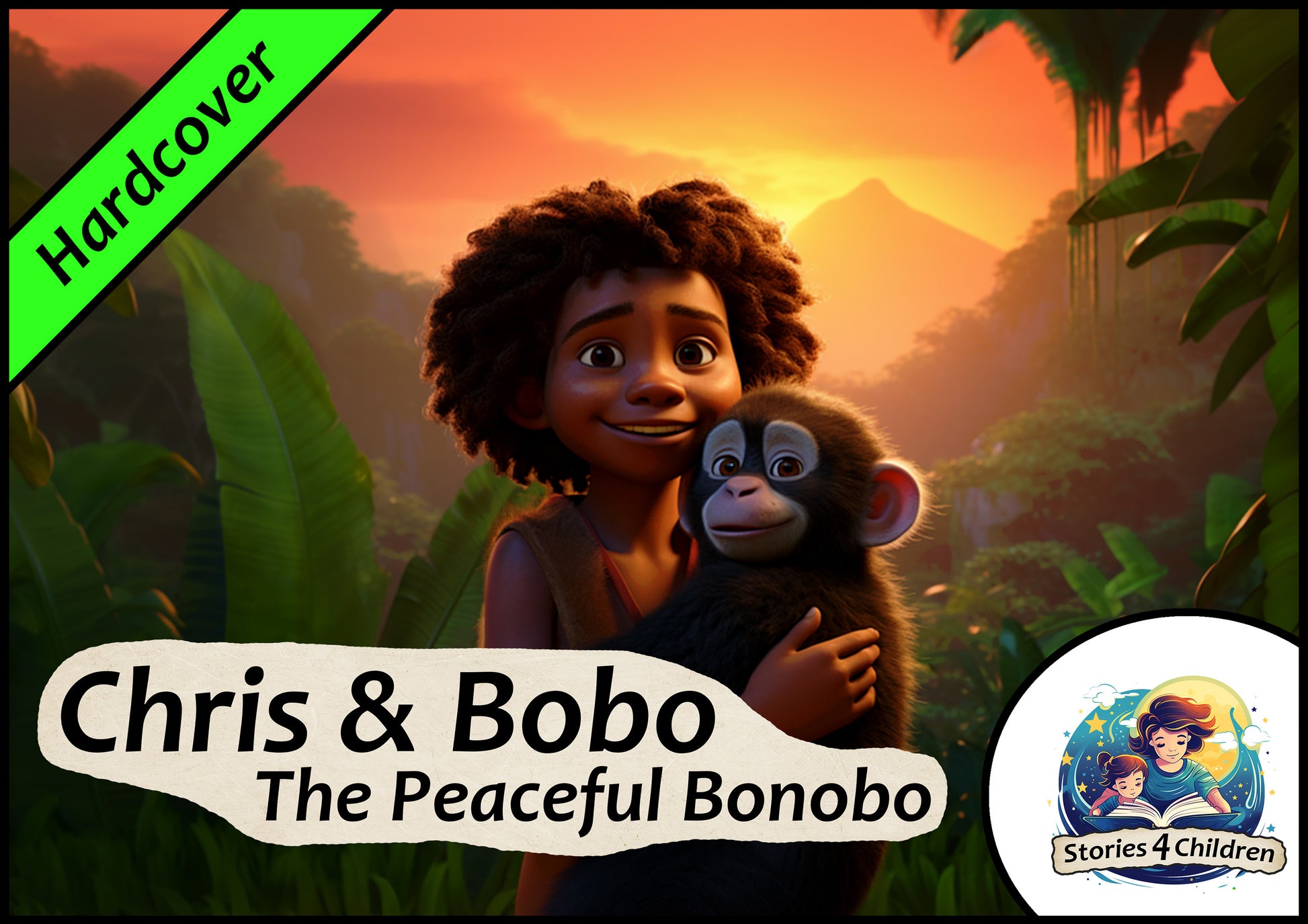Children's books made with A.I. Bedtime Stories Kids Stories Stories4Children Chris & Bonobo - The Peaceful Bonobo Hardcover