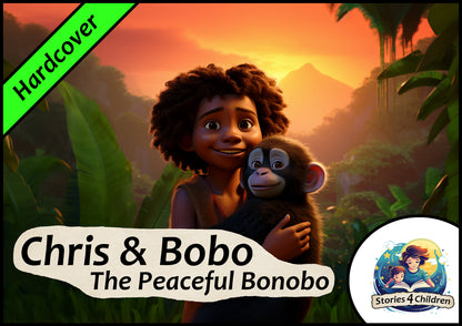 Children's books made with A.I. Bedtime Stories Kids Stories Stories4Children Chris & Bonobo - The Peaceful Bonobo Hardcover