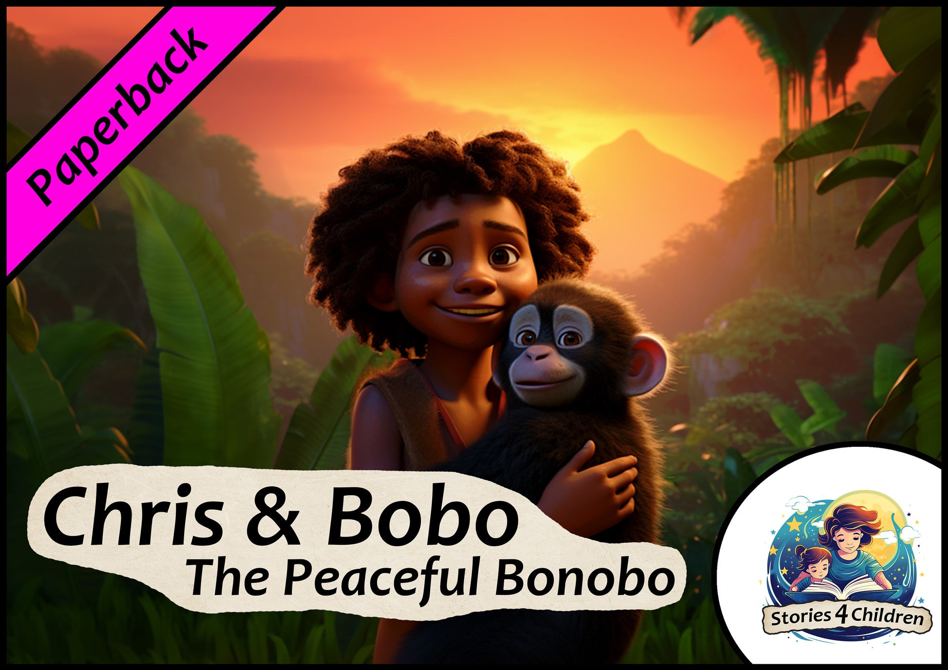 Children's books made with A.I. Bedtime Stories Kids Stories Stories4Children Chris & Bonobo - The Peaceful Bonobo Paperback